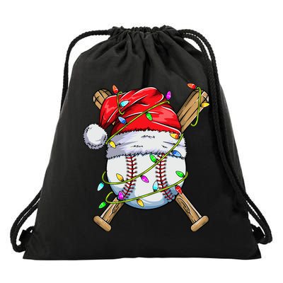 Santa Sports Design For Boy Christmas Baseball Player Drawstring Bag