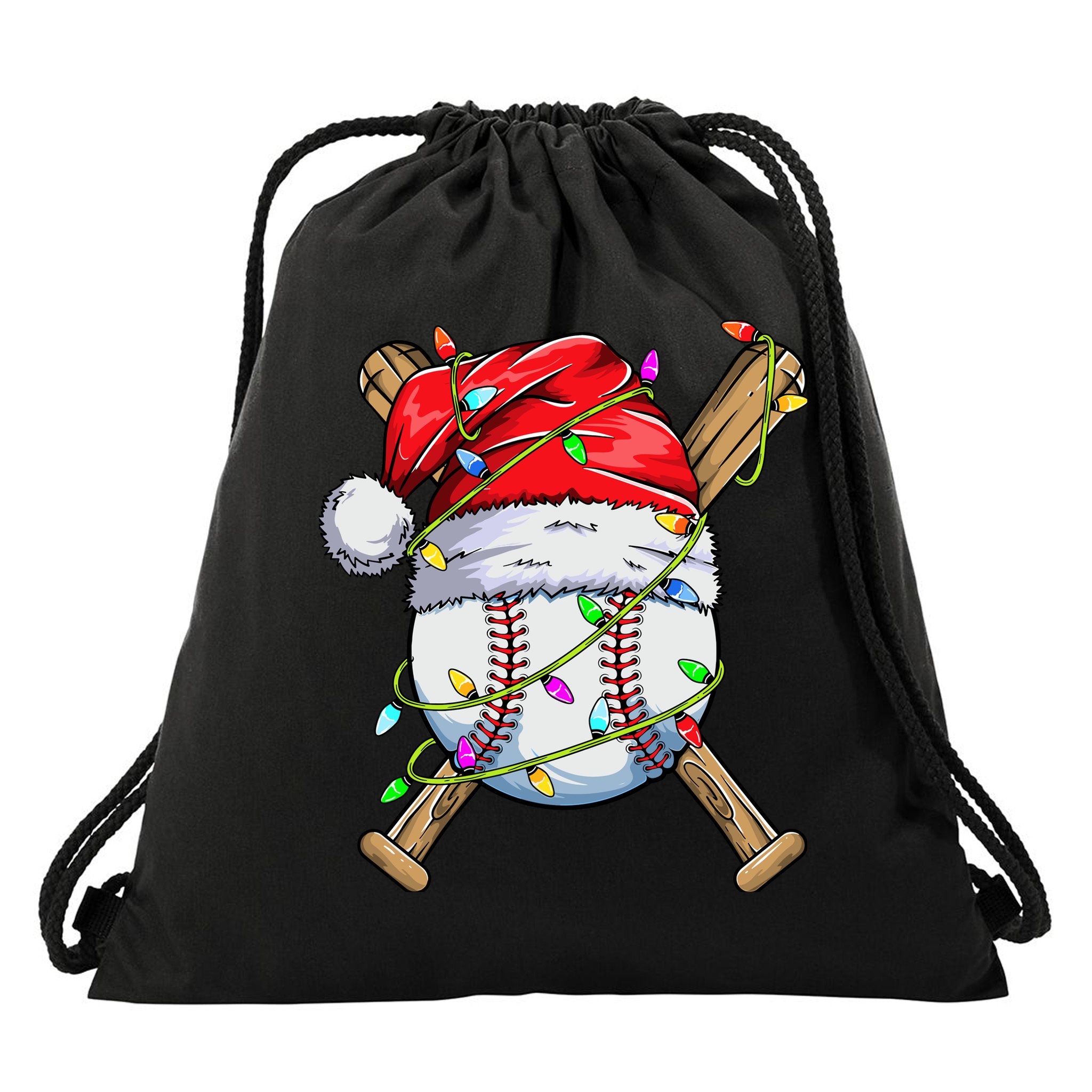 Santa Sports Design For Boy Christmas Baseball Player Drawstring Bag
