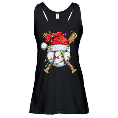 Santa Sports Design For Boy Christmas Baseball Player Ladies Essential Flowy Tank