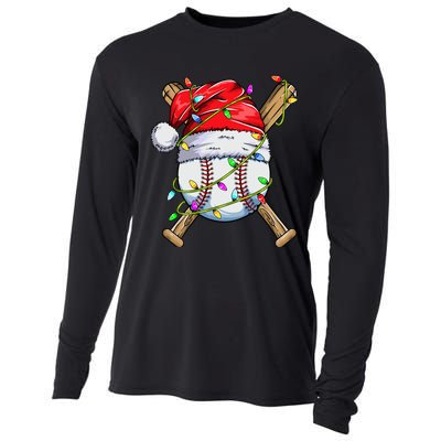 Santa Sports Design For Boy Christmas Baseball Player Cooling Performance Long Sleeve Crew