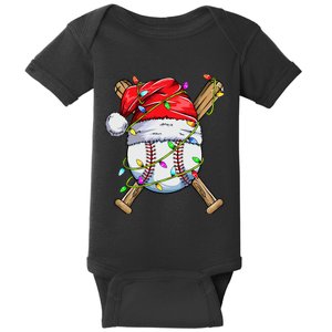 Santa Sports Design For Boy Christmas Baseball Player Baby Bodysuit