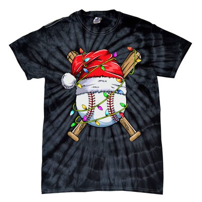 Santa Sports Design For Boy Christmas Baseball Player Tie-Dye T-Shirt