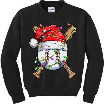 Santa Sports Design For Boy Christmas Baseball Player Kids Sweatshirt