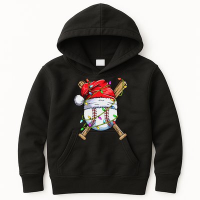 Santa Sports Design For Boy Christmas Baseball Player Kids Hoodie