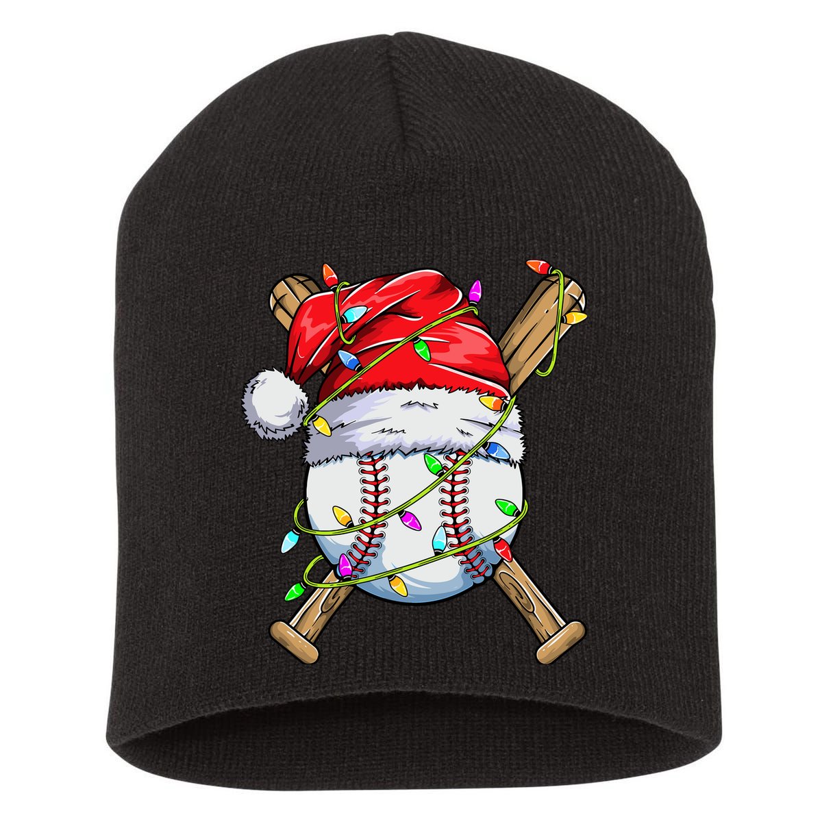 Santa Sports Design For Boy Christmas Baseball Player Short Acrylic Beanie