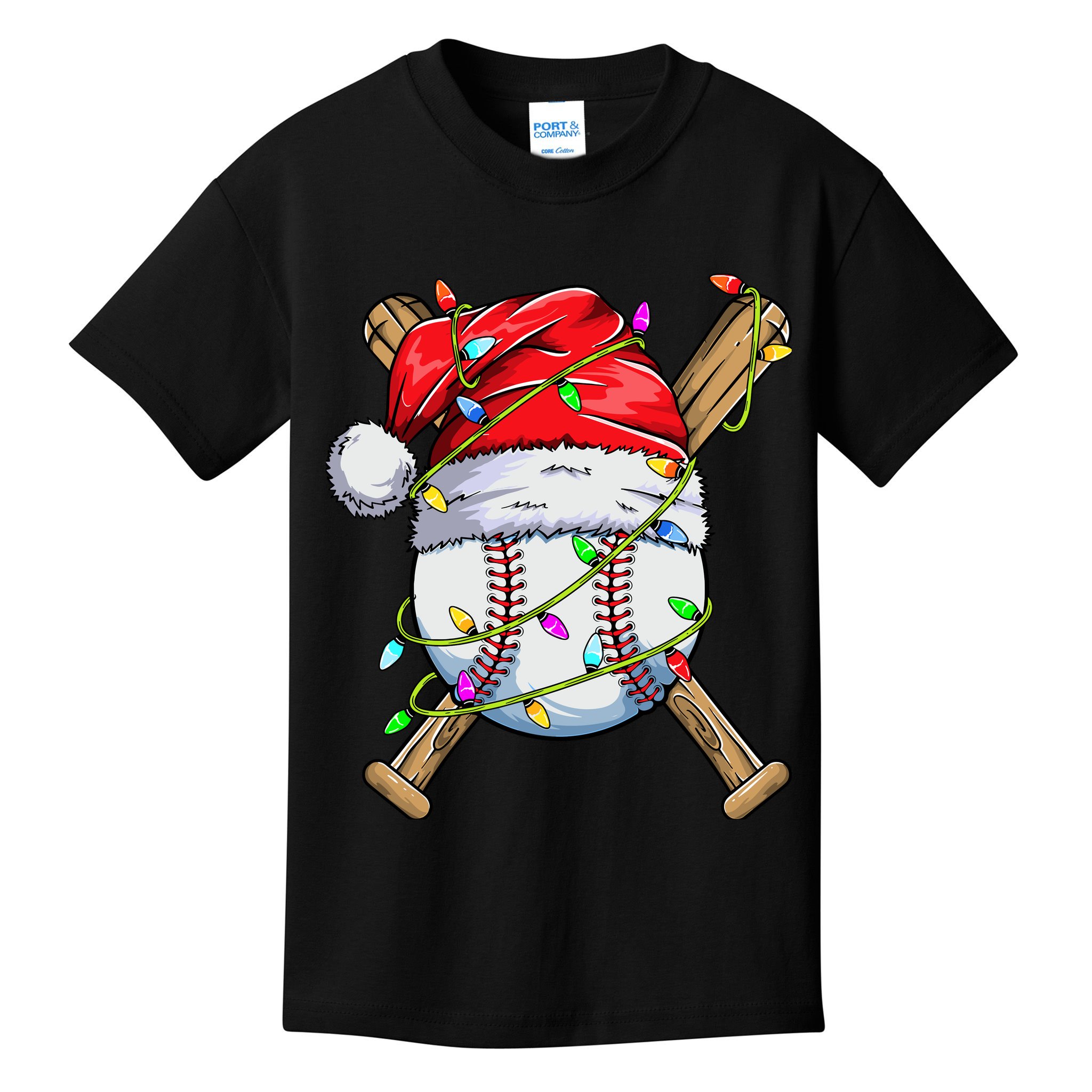 Santa Sports Design For Boy Christmas Baseball Player Kids T-Shirt