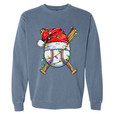 Santa Sports Design For Boy Christmas Baseball Player Garment-Dyed Sweatshirt