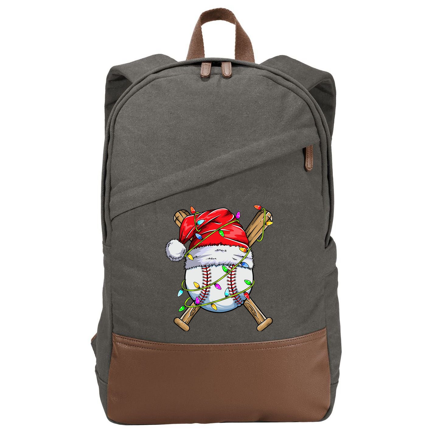 Santa Sports Design For Boy Christmas Baseball Player Cotton Canvas Backpack