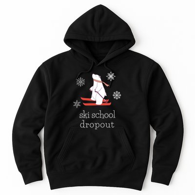 Ski School Dropout Skiing Polar Bear Funny Skier Hoodie