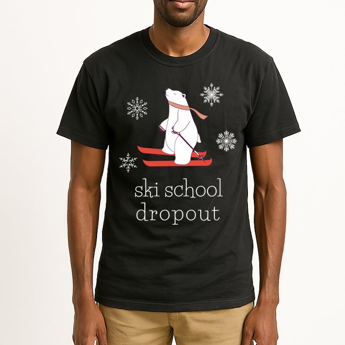 Ski School Dropout Skiing Polar Bear Funny Skier Tall T-Shirt