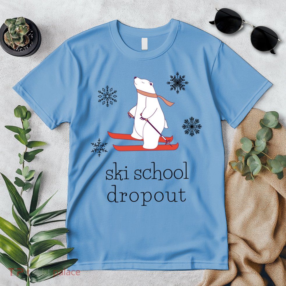Ski School Dropout Skiing Polar Bear Funny Skier Premium T-Shirt
