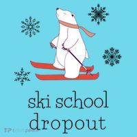 Ski School Dropout Skiing Polar Bear Funny Skier Women's V-Neck T-Shirt