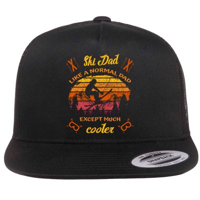 Sunset Skiing Dad Just Like Normal Dad Except Much Cooler Ski Skier Flat Bill Trucker Hat