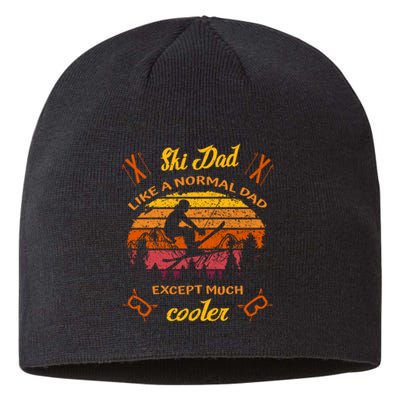 Sunset Skiing Dad Just Like Normal Dad Except Much Cooler Ski Skier Sustainable Beanie