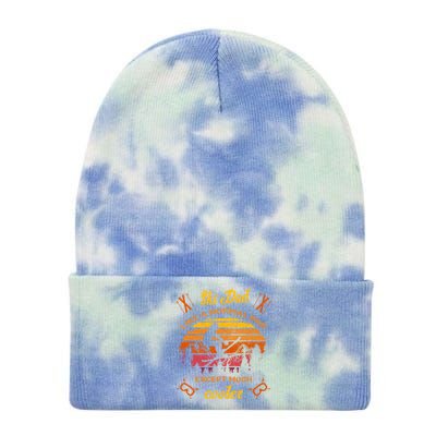 Sunset Skiing Dad Just Like Normal Dad Except Much Cooler Ski Skier Tie Dye 12in Knit Beanie