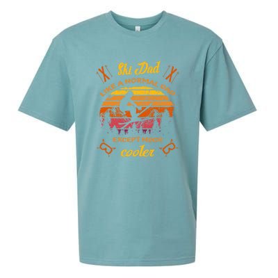 Sunset Skiing Dad Just Like Normal Dad Except Much Cooler Ski Skier Sueded Cloud Jersey T-Shirt