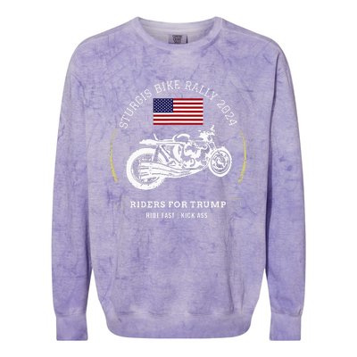 Sturgis South Dakota Bike Rally 2024 Trump Motorcycle Trike Colorblast Crewneck Sweatshirt