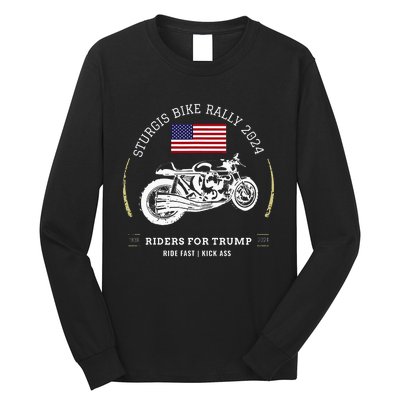 Sturgis South Dakota Bike Rally 2024 Trump Motorcycle Trike Long Sleeve Shirt