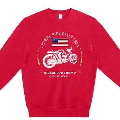 Sturgis South Dakota Bike Rally 2024 Trump Motorcycle Trike Premium Crewneck Sweatshirt