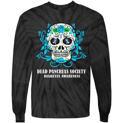 Sugar Skull Dead Pancreas Society Diabetes Awareness Tie-Dye Long Sleeve Shirt