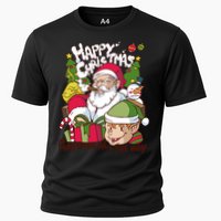 Santa Smoking Design Christmas All The Way Funny Cooling Performance Crew T-Shirt