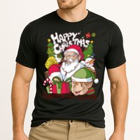 Santa Smoking Design Christmas All The Way Funny Cooling Performance Crew T-Shirt