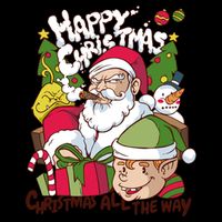 Santa Smoking Design Christmas All The Way Funny Cooling Performance Crew T-Shirt