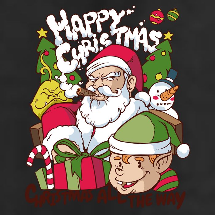 Santa Smoking Design Christmas All The Way Funny 11oz C Handle Ceramic Mug
