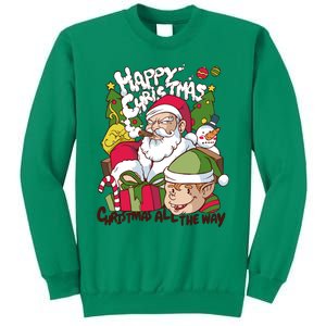 Santa Smoking Design Christmas All The Way Funny Sweatshirt