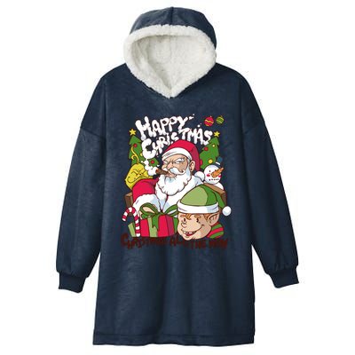 Santa Smoking Design Christmas All The Way Funny Hooded Wearable Blanket