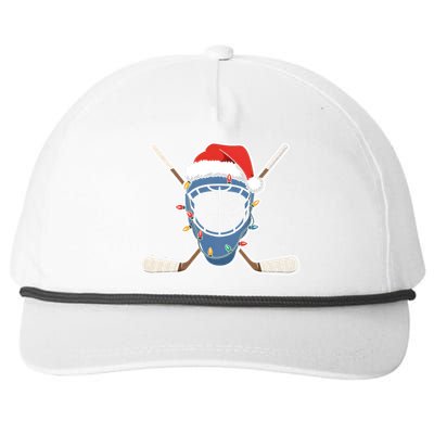 Santa Sports Design Christmas Hockey Player Gift Snapback Five-Panel Rope Hat