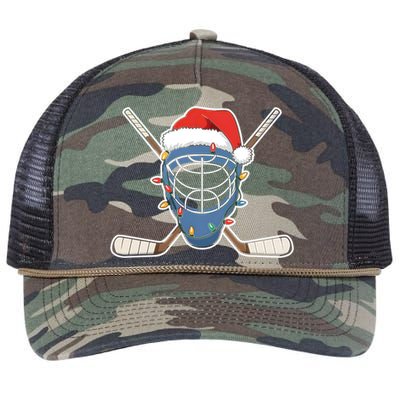 Santa Sports Design Christmas Hockey Player Gift Retro Rope Trucker Hat Cap