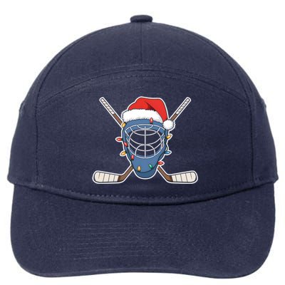 Santa Sports Design Christmas Hockey Player Gift 7-Panel Snapback Hat