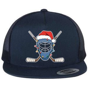 Santa Sports Design Christmas Hockey Player Gift Flat Bill Trucker Hat