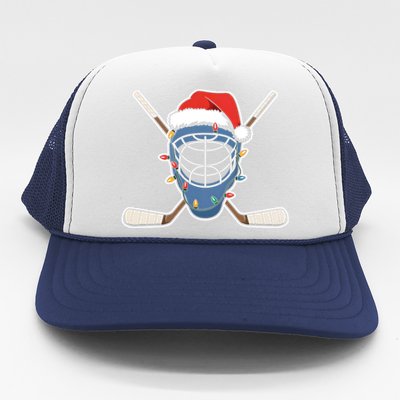 Santa Sports Design Christmas Hockey Player Gift Trucker Hat