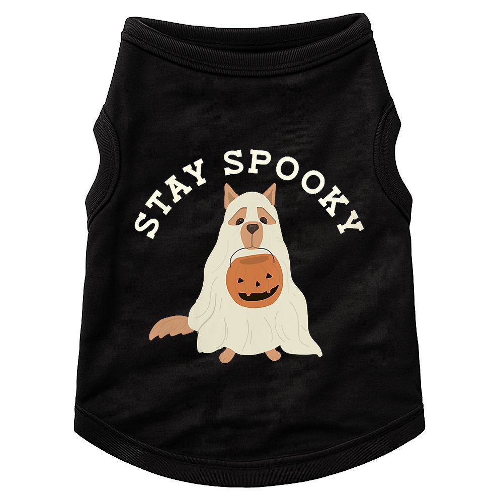 Stay Spooky Dog With Pumpkin Horror Lover Gifts Doggie Tank