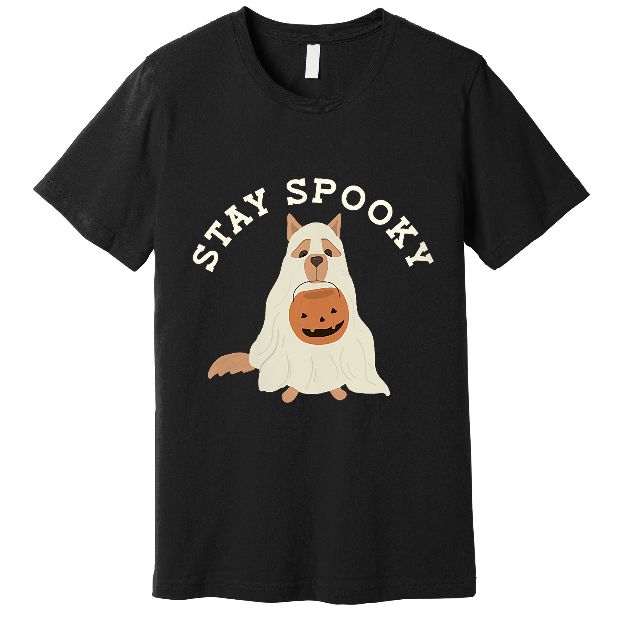 Stay Spooky Dog With Pumpkin Horror Lover Gifts Premium T-Shirt
