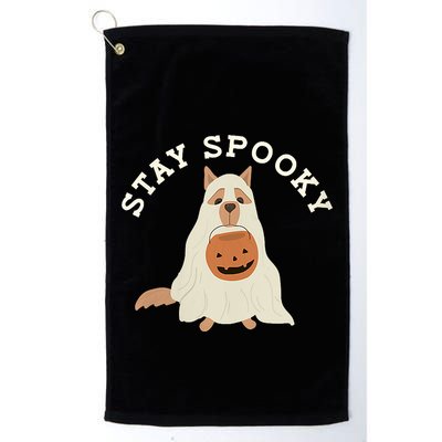 Stay Spooky Dog With Pumpkin Horror Lover Gifts Golf Towel