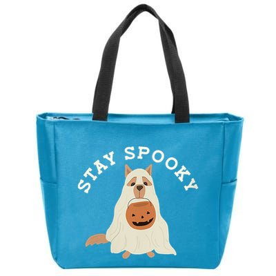 Stay Spooky Dog With Pumpkin Horror Lover Gifts Zip Tote Bag