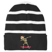 Skeleton Skateboard Dabbing Skate Skeleton TShirt Striped Beanie with Solid Band