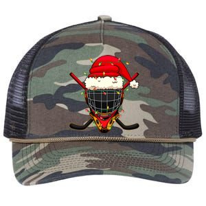 Santa Sports Design Christmas Hockey Player Great Gift Retro Rope Trucker Hat Cap