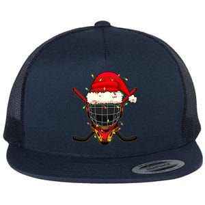 Santa Sports Design Christmas Hockey Player Great Gift Flat Bill Trucker Hat