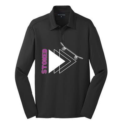 Stoke Skateboard Design Rip It Up Get Stoked Silk Touch Performance Long Sleeve Polo