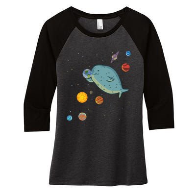 Space Seal Exploring the Planets Stars and Solar System Women's Tri-Blend 3/4-Sleeve Raglan Shirt