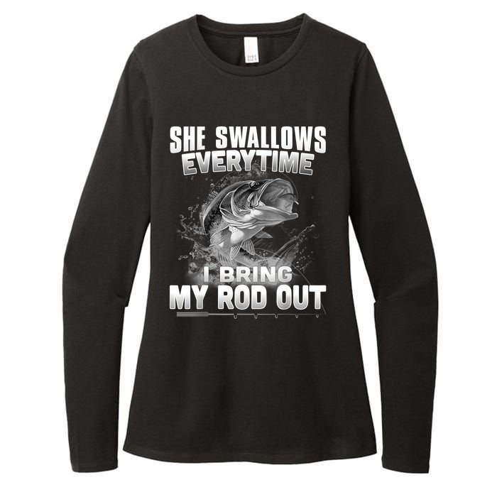 She Swallows Everytime I Bring My Rod Out Funny Fishing Womens CVC Long Sleeve Shirt