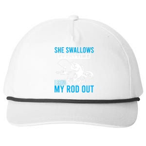 She Swallows Every Time I Bring Out My Rod Funny Fishing Snapback Five-Panel Rope Hat