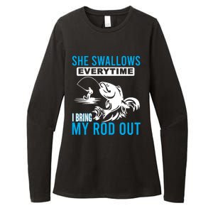 She Swallows Every Time I Bring Out My Rod Funny Fishing Womens CVC Long Sleeve Shirt