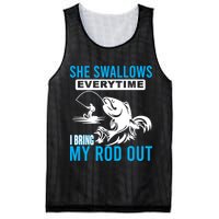 She Swallows Every Time I Bring Out My Rod Funny Fishing Mesh Reversible Basketball Jersey Tank