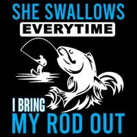 She Swallows Every Time I Bring Out My Rod Funny Fishing Cooling Performance Long Sleeve Crew