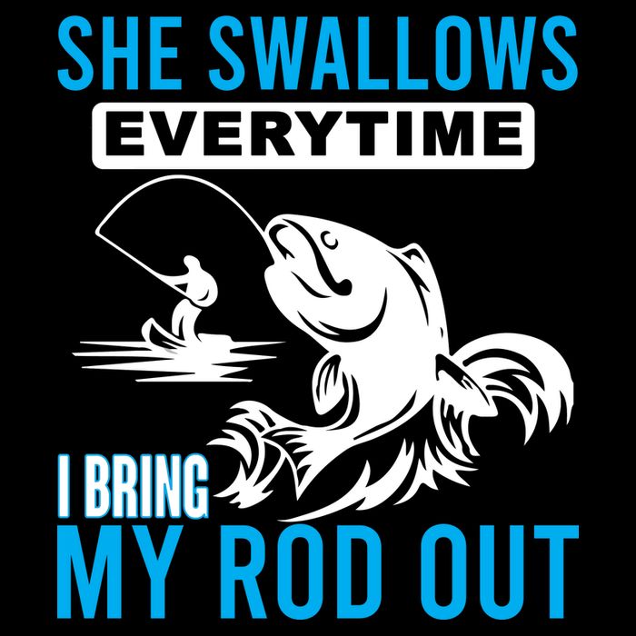 She Swallows Every Time I Bring Out My Rod Funny Fishing Cooling Performance Long Sleeve Crew